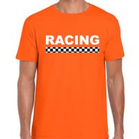 Racing coureur supporter / finish vlag t-shirt oranje voor heren