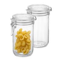 Voorraad/weck pot - 2x - transparant - glas - 17 x 9 cm - 750 ml - Bormioli Rocco