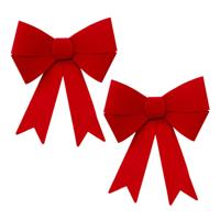 Feeric Christmas Kerst strik - 2x - rood fluweel - 30 cm - papier - kerststrik - kerstversiering