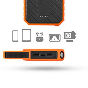 Xtorm by A-Solar Rugged 10000 Powerbank 10000 mAh Quick Charge 3.0, Power Delivery LiPo USB-A, USB-C Oranje, Zwart Outdoor, Zaklamp, Statusweergave