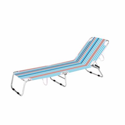 Marbueno Ligstoel Opvouwbaar Oranje en Blauwe Strepen 187X58X24 cm 10466
