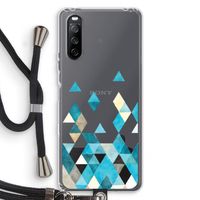 Gekleurde driehoekjes blauw: Sony Sony Xperia 10 III Transparant Hoesje met koord