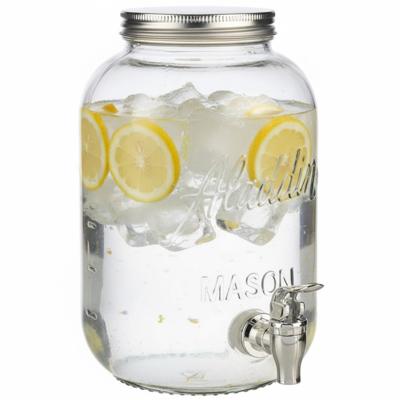 Glazen drankdispenser/limonadetap met zilver kleur dop/tap 3.8 liter