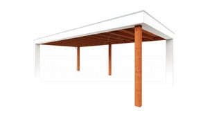 Buitenverblijf Verona 750x400 cm - Plat dak model links- Plat dak- Onbehandeld lariks Douglas hout- Trendhout