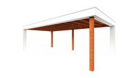 Buitenverblijf Verona 750x400 cm - Plat dak model links- Plat dak- Onbehandeld lariks Douglas hout- Trendhout