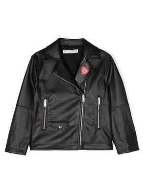 Philosophy Di Lorenzo Serafini Kids veste de moto en cuir artificiel - Noir