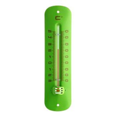 Metalen thermometer 19 cm groen voor gebruik binnen en buiten