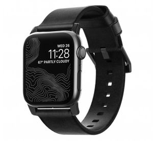 Nomad modern slim leather strap Apple Watch 42mm / 44mm / 45mm / 49mm zwart / zwart