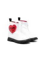 Moschino Kids bottines en cuir verni à patch logo - Blanc - thumbnail