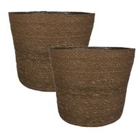 Set van 3x stuks plantenpot/bloempot van jute/zeegras diameter 30 cm en hoogte 26 cm camel bruin