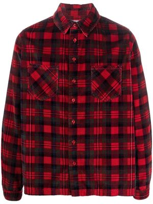 ERL chemise en velours côtelé à carreaux - Rouge