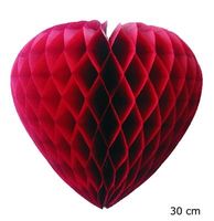 Honeycomb Hangdecoratie Bordeaux hart (30cm) - thumbnail