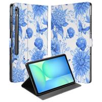 Samsung Galaxy Tab S10 FE Plus Tablet Hoesje Flower Blue met Standaard