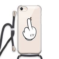 Middle finger white: iPhone 8 Transparant Hoesje met koord