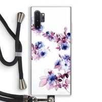 Waterverf bloemen: Samsung Galaxy Note 10 Plus Transparant Hoesje met koord