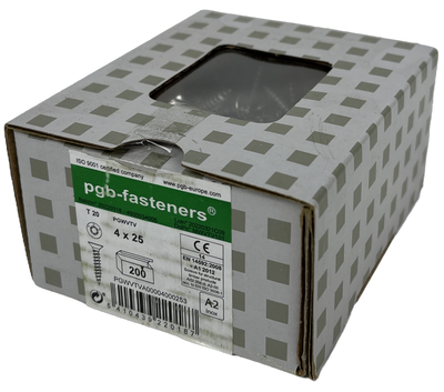 pgb-fasteners Universele Spaanplaatschroef RVS A2 VK-T Voldraad verzonken kop Ø 4,0x25 TX20 | 200 st | PGWVTVA00004000253 pgb-fasteners Universele Spaanplaatschroef RVS A2 VK-T Voldraad verzonken kop Ø 4,0x25 TX20 | 200 st | PGWVTVA00004000253