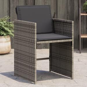 Tuinstoelen 4 st met kussens poly rattan grijs