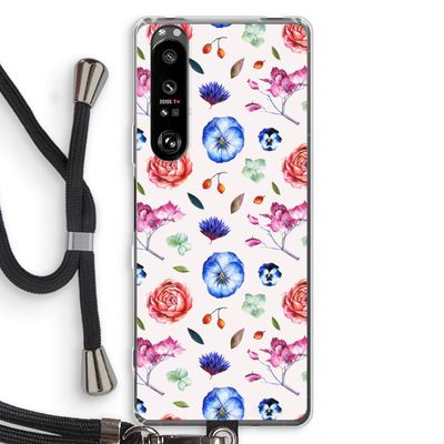 Bloemetjes: Sony Xperia 1 III Transparant Hoesje met koord