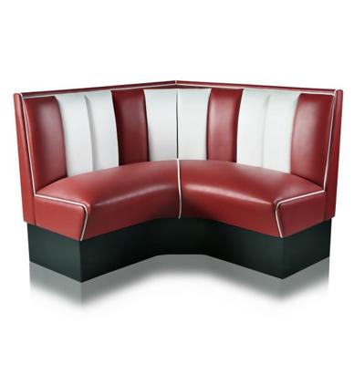 Kwart cirkel Diner Bank 120 cm Ruby/Wit