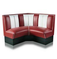 Kwart cirkel Diner Bank 120 cm Ruby/Wit