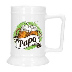 Bellatio Decoration Cadeau Bierpul voor papa - groen - keramiek - 530 ml - Vaderdag   -