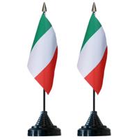 Vlag Italie tafelvlaggetjes - 6x stuks - 10 x 15 cm vlag - met zwarte standaard