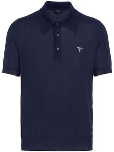 Prada polo à logo brodé - Bleu