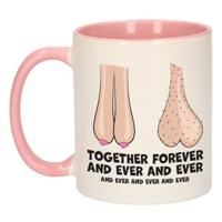 Cadeau mok voor trouw jubileum - together forever and ever - roze - keramiek - 300 ml