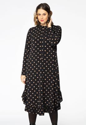 Yoek Jurk met kraag DOTS | Zwart | Maat 50/52
