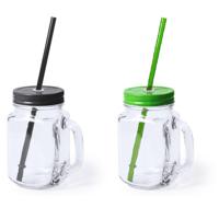 Mason Jar drinkbekers glazen - met dop en rietje - 6x stuks - 500 ml - 3x zwart / 3x groen