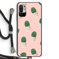 Cactusprint roze: Xiaomi Redmi Note 10 5G Transparant Hoesje met koord