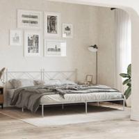 Bedframe met hoofdbord metaal wit 200x200 cm