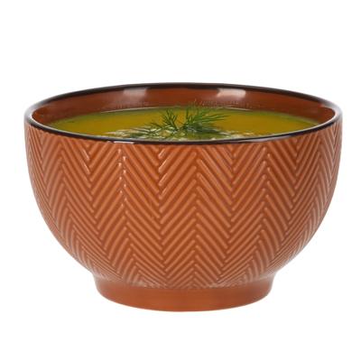 Soepkom Fishbone - terra - 14 x 8 cm - keramiek - kommetjes - 680 ml