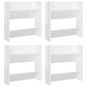 The Living Store Schoenenkast - Wandmontage - 60x18x60 cm - Hoogglans wit