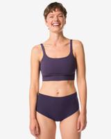 HEMA Damesstring Hoge Taille Micro Rib Donkerpaars (donkerpaars)