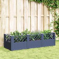 VidaXL Plantenbak met pinnen 123,5x43,5x43,5 cm polypropeen grijs