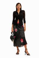 Lingeriestijl midirok tekst - BLACK - S