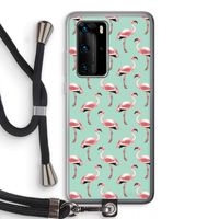 Flamingoprint groen: Huawei P40 Pro Transparant Hoesje met koord