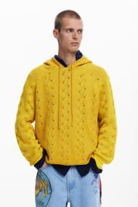 Geperforeerde hoodie - YELLOW - M