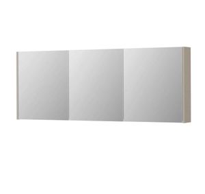 INK SPK1 spiegelkast met 3 dubbel gespiegelde deuren, stopcontact en schakelaar 160 x 14 x 60 cm, mat kasjmier grijs