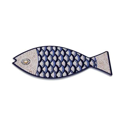 Placemat Versa Blauw Grijs Kurk Keramisch Vis 14 x 0,7 x 20 cm