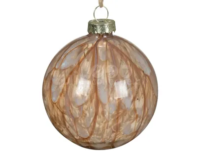 Kerstbal Glas Verfstreep Ø8cm Pecannoot Bruin 1st