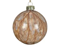 Kerstbal Glas Verfstreep Ø8cm Pecannoot Bruin 1st