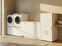 Kast WASHING 2 machines met kast 1 deur 2 lades en kast met werkblad MEDIUM wit