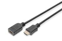 Digitus AK-330201-020-S HDMI-kabel HDMI Verlengkabel HDMI-A-stekker, HDMI-A-bus 2.00 m Zwart High Speed HDMI met ethernet, Geschikt voor HDMI, Rond, Vergulde
