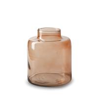 Bloemenvaas Willem - transparant beige glas - D19 x H17 cm - fles vorm vaas - thumbnail