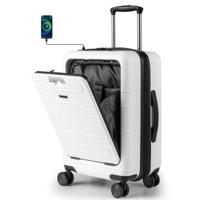 Uitbreidbare Reiskoffer Lichte PC-Hardshellkoffer 20 Inch Vliegtuiggeschikt Rolkoffer Wit