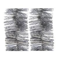 Decoris kerstslinger-guirlande - 4x - zilver - glanzend lametta - 270 cm