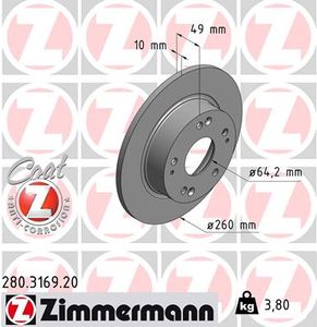 Remschijf COAT Z ZIMMERMANN, Remschijftype: Massief, u.a. für Honda