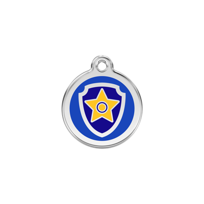 Nickelodeon Paw Patrol Chase Navy roestvrijstalen hondenpenning small/klein dia. 2 cm - Reddingo